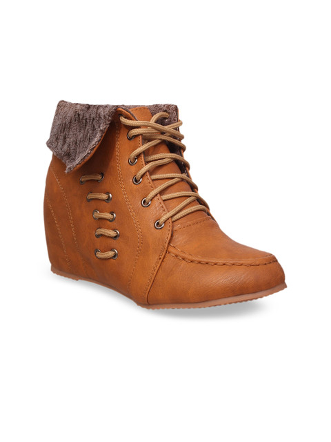 

MSC Women Brown Solid Heeled Boots