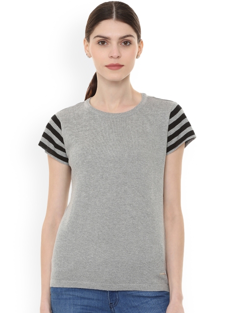 

Van Heusen Woman Grey Solid Round Neck T-shirt