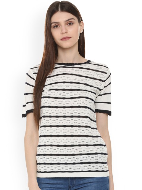 

Van Heusen Women White Self Design Top