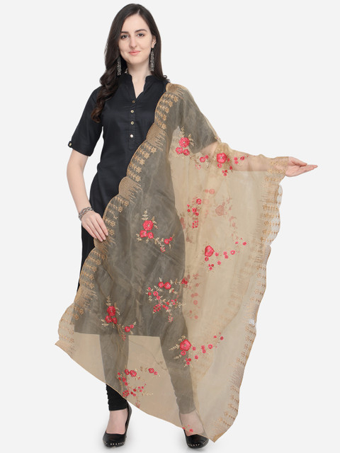 

Satrani Beige Embroidered Dupatta