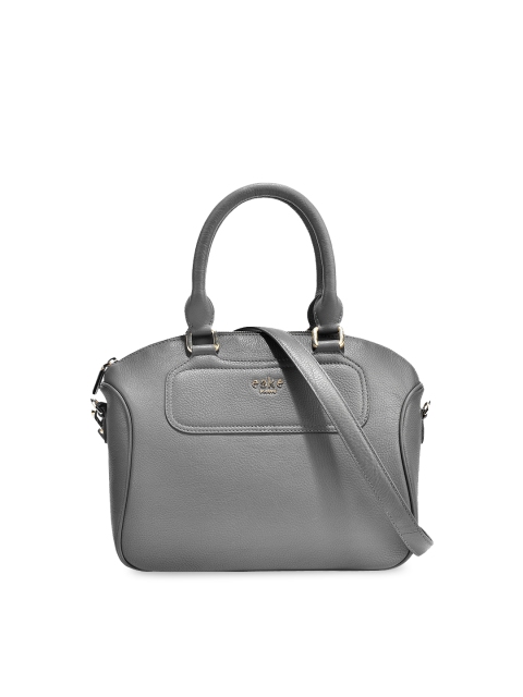 

Eske Grey Leather Solid Handheld Bag