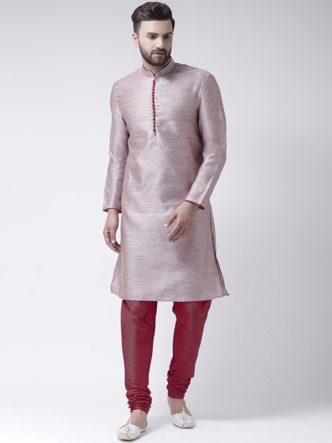 

I Know Men Purple & Maroon Self Design Kurta with Churidar