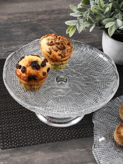 

Pure Home and Living Transparent Textured Glass Cake Stand