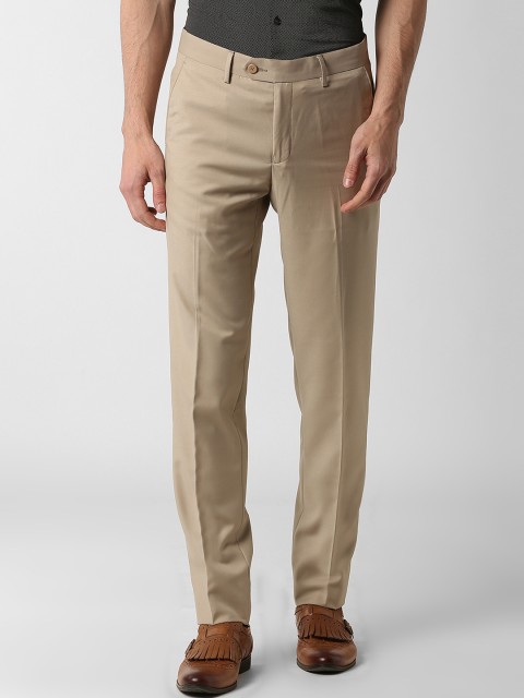 

Peter England Elite Men Beige Slim Fit Solid Formal Trousers