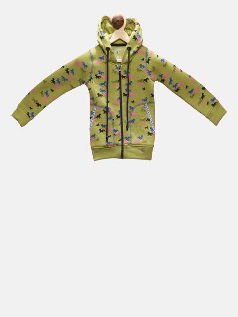 Stupid Cupid Boys Yellow Printed Hooded Sweatshirt