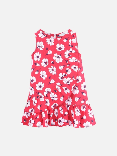 

Beebay Girls Red Floral Printed A-Line Dress