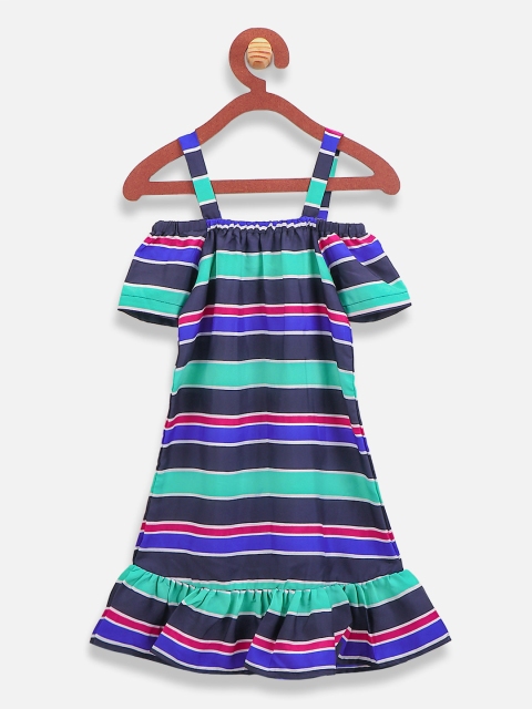 

LilPicks Girls Multicoloured Striped A-Line Dress, Multi