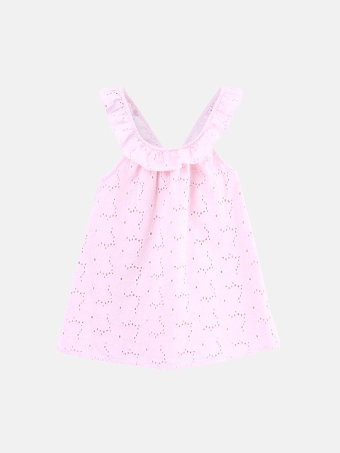 

Beebay Girls Pink Self Design A-Line Dress