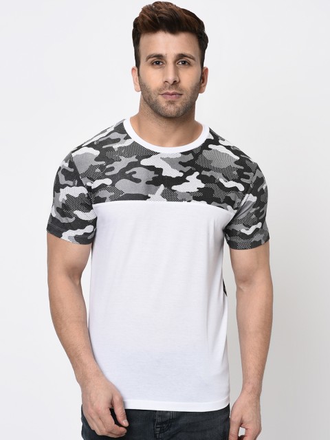 

WILD WEST Men White & Grey Printed Round Neck T-shirt