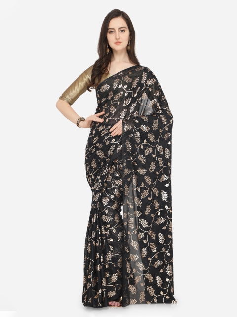

Ishin Black Printed Poly Georgette Saree