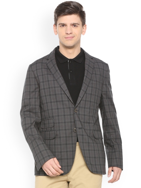 

Van Heusen Sport Men Grey Checked Slim-Fit Single-Breasted Blazer