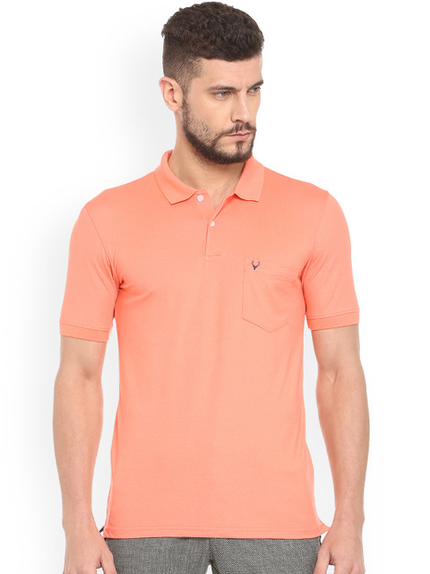 

Allen Solly Men Peach-Coloured Solid Polo Collar T-shirt