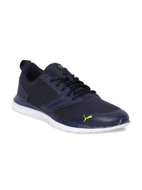 

Puma Men Navy Blue Mesh Mid-Top Sneakers