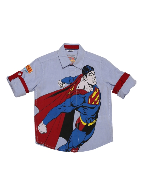 

Allen Solly Junior Boys Blue Regular Fit Superman Printed Roll-Up Sleeves Casual Shirt