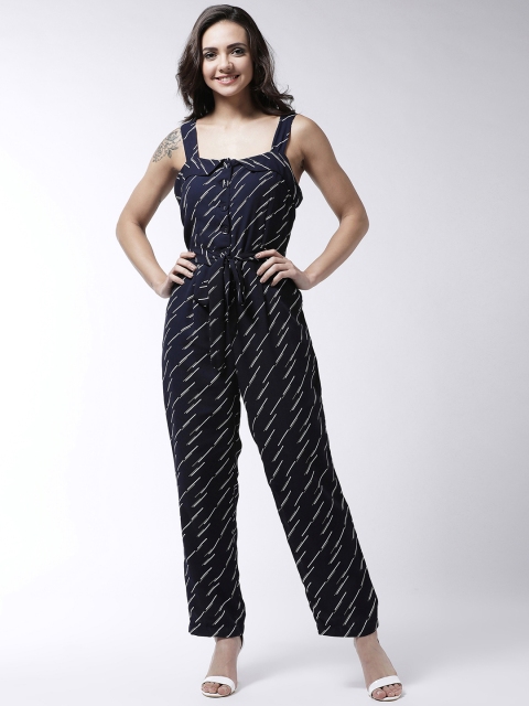 

MAGRE Navy Blue Printed Basic Jumpsuit