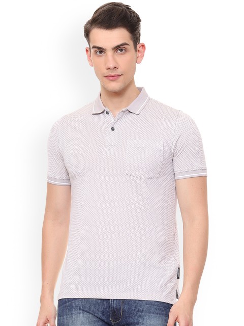 

Van Heusen Men Grey Self Design Polo Collar T-shirt