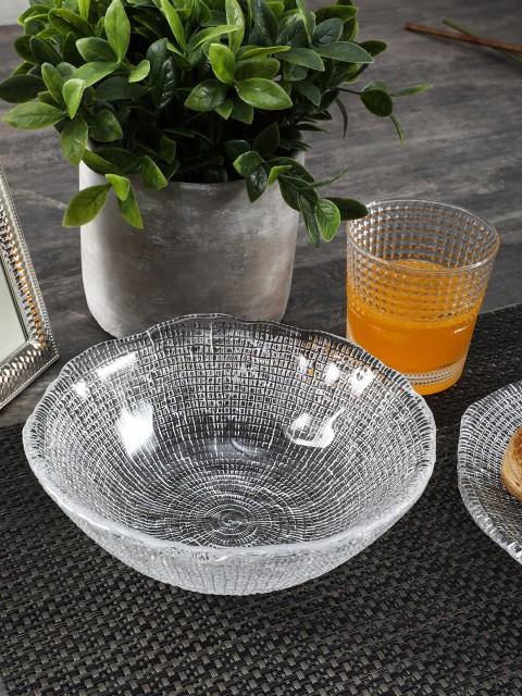

Pure Home and Living Transparent Textured Diamante Salad Bowl