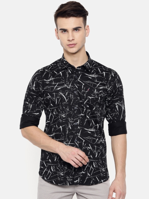 

COOL COLORS Men Black & White Slim Fit Printed Shirt