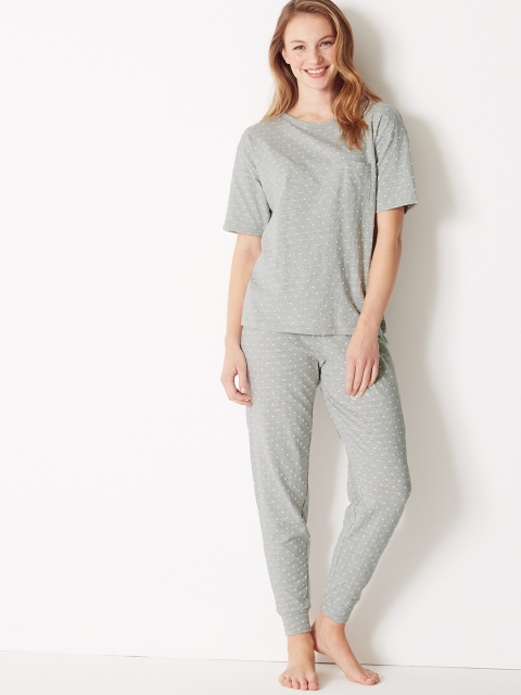 

Marks & Spencer Women Grey Printed Night suit T371608JGREY
