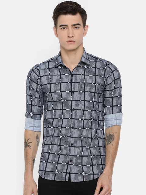 

Cross Court Men Grey & Black Slim Fit Checked Casual Shirt