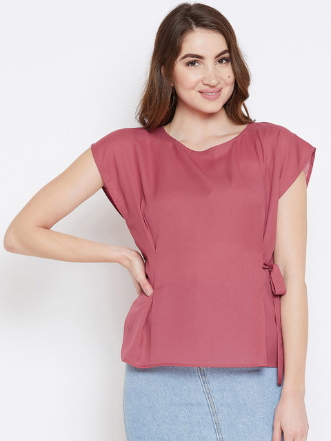 

Imfashini Women Peach-Coloured Solid Top