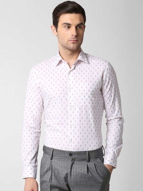 

Peter England Elite Men White Slim Fit Printed Formal Shirt