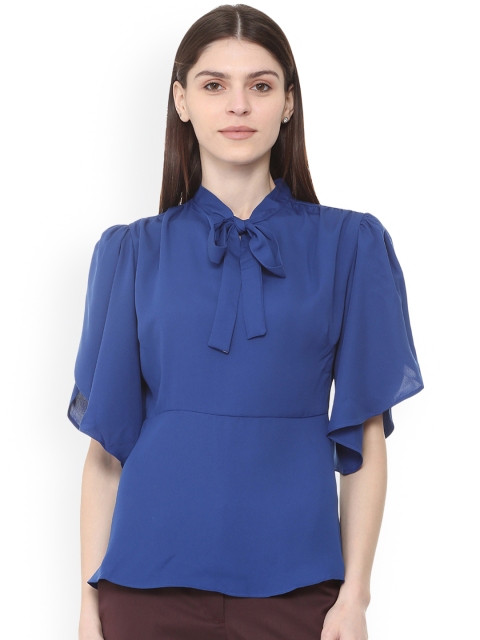 

Van Heusen Woman Blue Solid Styled Back Top