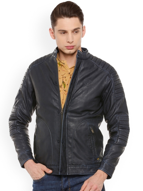 

Solly Jeans Co. Men Black Solid Biker Jacket