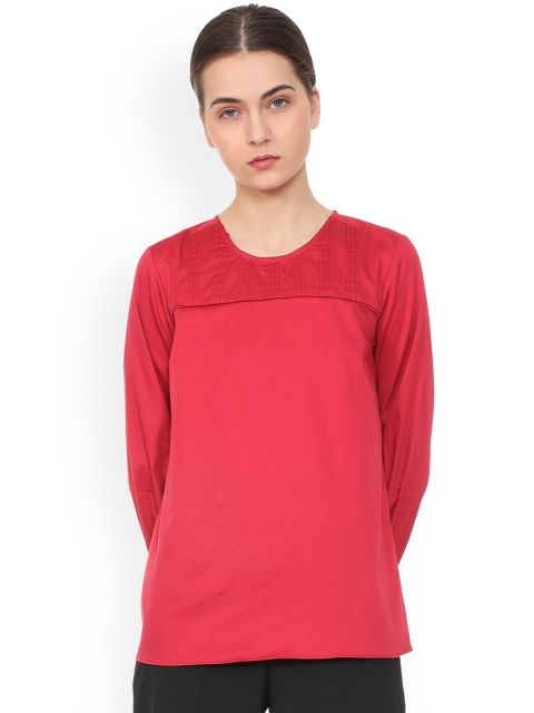 

Van Heusen Woman Red Solid A-Line Top
