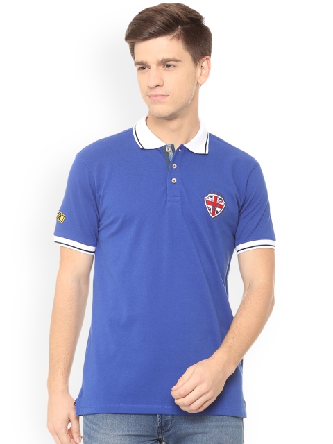 

Solly Jeans Co. Men Blue Solid Polo Collar T-shirt