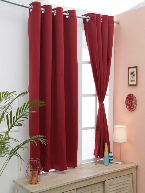 

American-Elm Set of 2 Maroon Black Out Curtains
