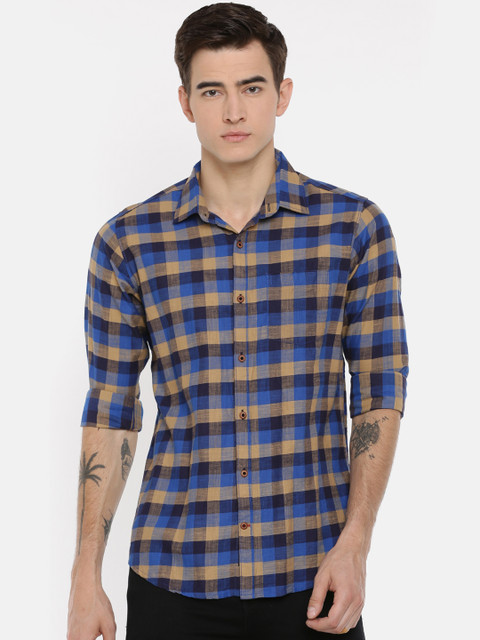 

Cross Court Men Blue & Black Slim Fit Checked Casual Shirt