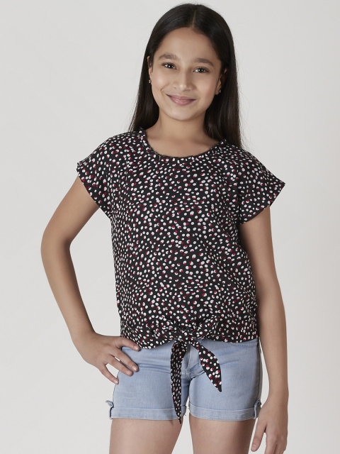 

CACA CINA Girls Black Printed Top
