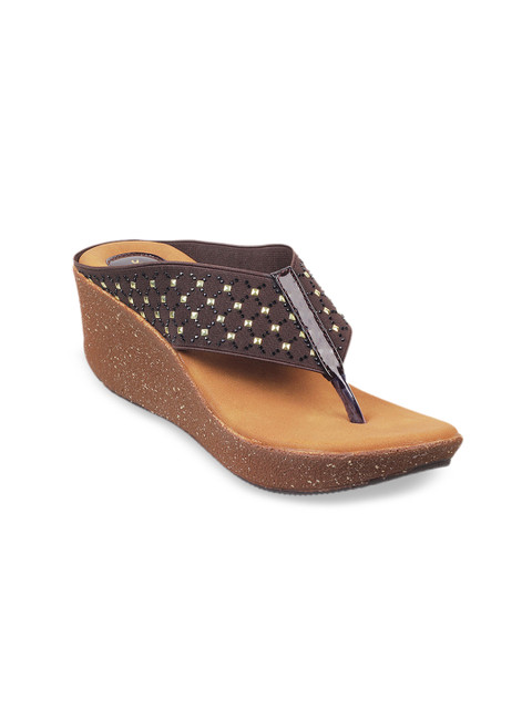 

SOLE HEAD Women Brown Solid Wedges