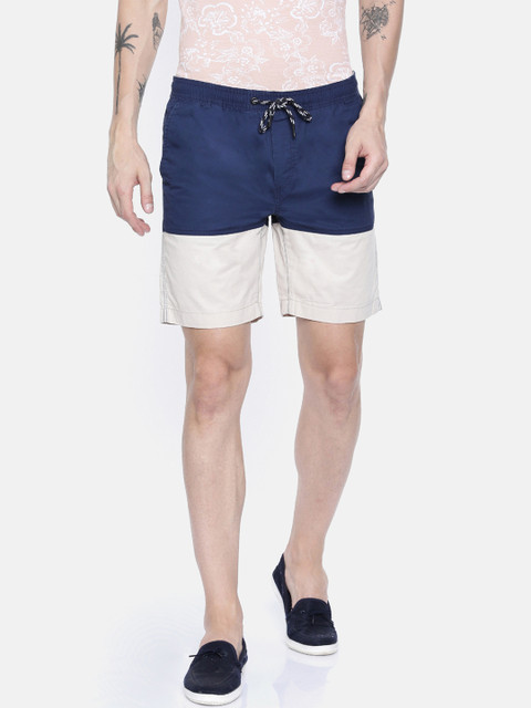 

Breakbounce Men Navy Blue Solid Slim Fit Regular Shorts