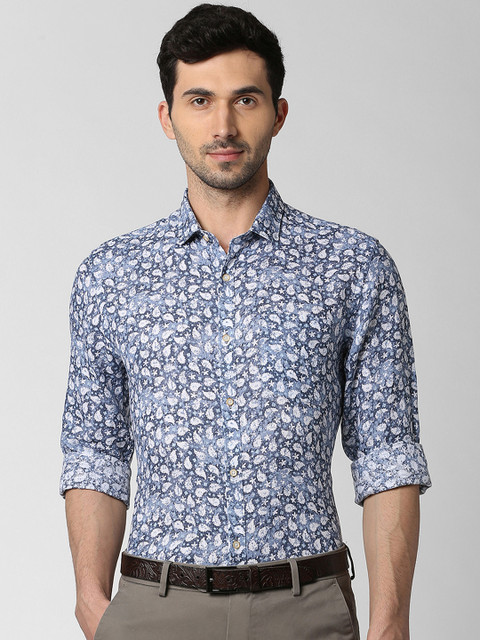 

Peter England Elite Men Blue Slim Fit Printed Casual Linen Shirt