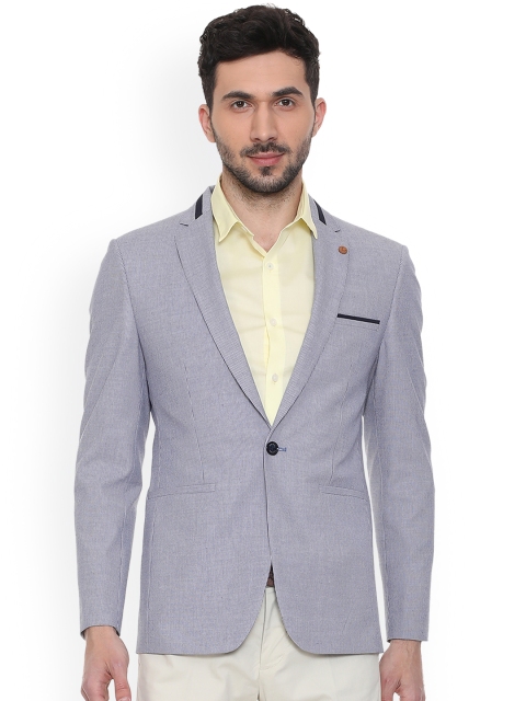 

Allen Solly Men Blue Self-Design Slim-Fit Single-Breasted Blazer
