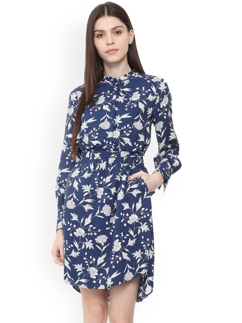 

Van Heusen Woman Blue & White Floral Printed Shirt Dress