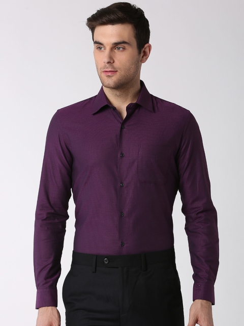 

Peter England Elite Men Purple Slim Fit Self Design Formal Shirt