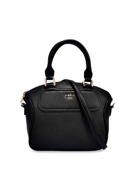 

Eske Black Solid Leather Handheld Bag