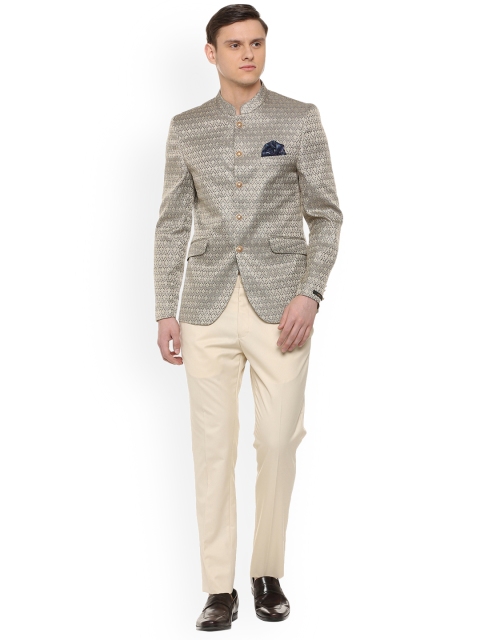 

V Dot Men Grey Solid Slim-Fit Two-Piece Suit