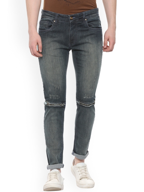 

People Men Blue Slim Fit Mid-Rise Slash Knee Stretchable Jeans