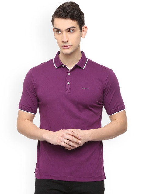 

Van Heusen Men Purple Solid Polo Collar Pure Cotton T-shirt