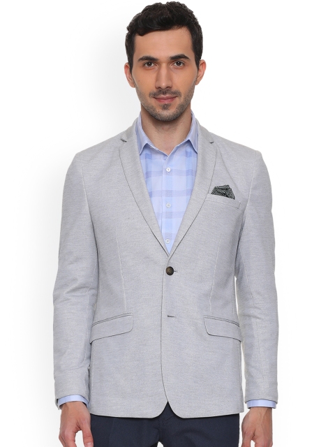 

Van Heusen Sport Men Grey Self-Design Slim-Fit Single-Breasted Blazer
