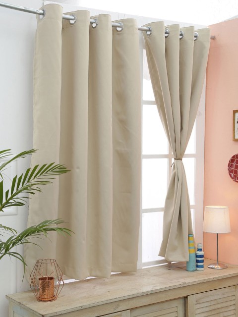 

American-Elm Set of 2 Beige Black Out Curtains
