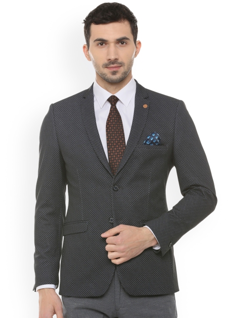 

Allen Solly Men Black Printed Slim-Fit Single-Breasted Blazer