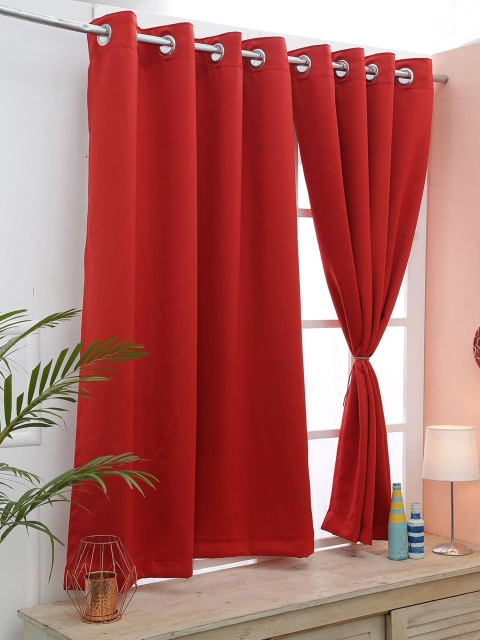 

American-Elm Set of 2 Red Black Out Curtains