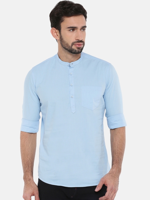 Chennis Men Blue Solid Straight Kurta