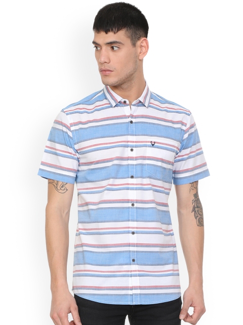 

Solly Jeans Co. Men Blue & White Regular Fit Striped Casual Shirt