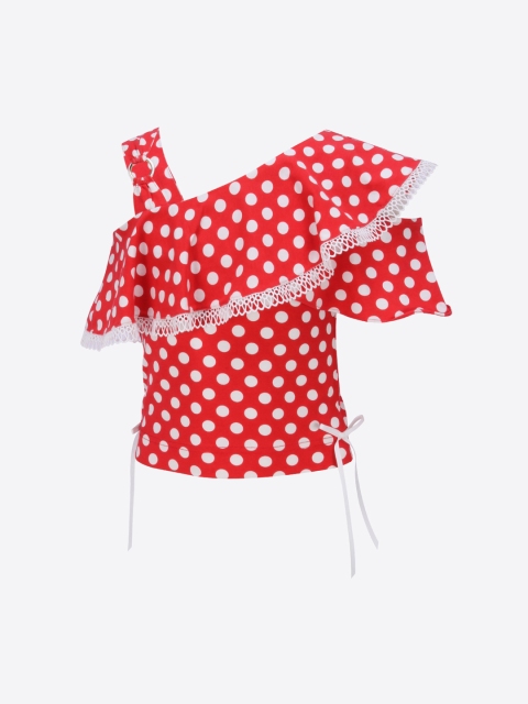 

CUTECUMBER Girls Red & White Printed Top